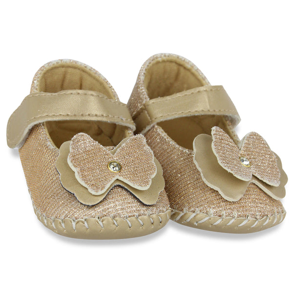 Baby Girls Fancy Partywear Floral Soft Gold Velcro Sandal-BT1691