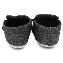 Baby Girls Cotton Velcro Partywear Black Bow Shoes-BT1766