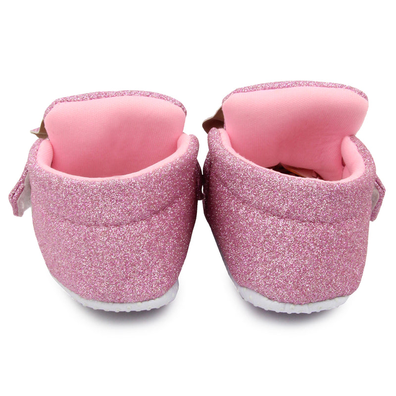Baby Girls Soft Cotton Bow Pink Velcro Shoes-BT1767