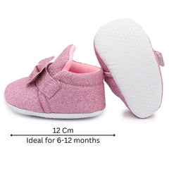 Baby Girls Soft Cotton Bow Pink Velcro Shoes-BT1767