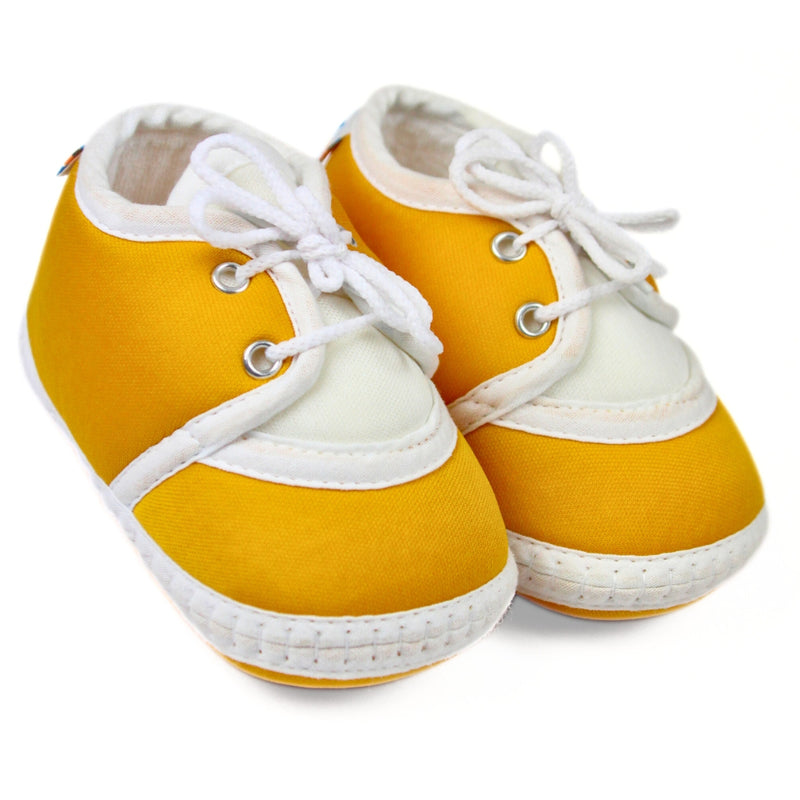 6 To 12 Months Baby Boys & Girls Cute Soft Cotton Pre-Walker Lace Booties (Turmeric)-BT2162