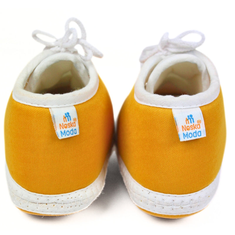 6 To 12 Months Baby Boys & Girls Cute Soft Cotton Pre-Walker Lace Booties (Turmeric)-BT2162