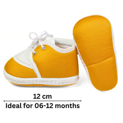 6 To 12 Months Baby Boys & Girls Cute Soft Cotton Pre-Walker Lace Booties (Turmeric)-BT2162