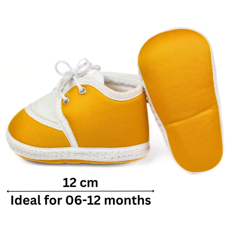 6 To 12 Months Baby Boys & Girls Cute Soft Cotton Pre-Walker Lace Booties (Turmeric)-BT2162