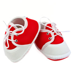 6 To 12 Months Baby Boys & Girls Soft Cotton Pre-Walker Lace Plain Booties (Red,White)-BT2239