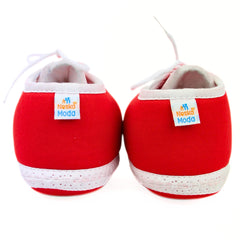 6 To 12 Months Baby Boys & Girls Soft Cotton Pre-Walker Lace Plain Booties (Red,White)-BT2239