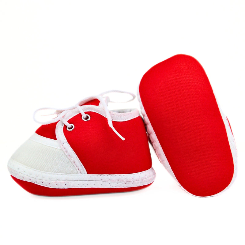 6 To 12 Months Baby Boys & Girls Soft Cotton Pre-Walker Lace Plain Booties (Red,White)-BT2239