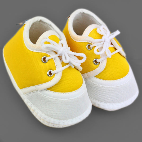 6 To 12 Months Baby Boys & Girls Cotton Pre-Walker Lace Plain Booties (Yellow,White)-BT2240