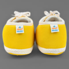 6 To 12 Months Baby Boys & Girls Cotton Pre-Walker Lace Plain Booties (Yellow,White)-BT2240