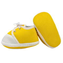 6 To 12 Months Baby Boys & Girls Cotton Pre-Walker Lace Plain Booties (Yellow,White)-BT2240