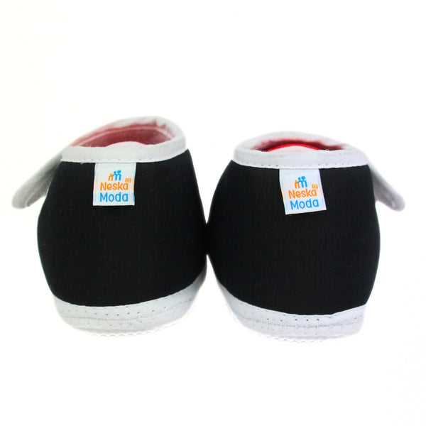 6 To 12 Months Baby Boys & Girls Cute Soft Cotton Velcro Shoes Booties (Black, Red)-BT2243