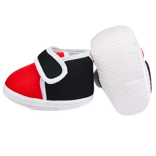 6 To 12 Months Baby Boys & Girls Cute Soft Cotton Velcro Shoes Booties (Black, Red)-BT2243