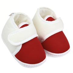 Baby Unisex Soft Cotton White,Maroon Velcro Shoes-BT2248