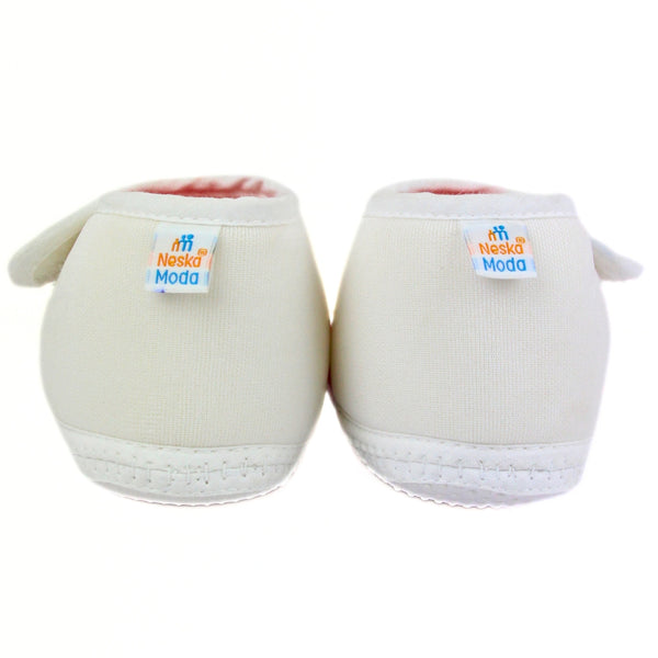 Baby Unisex Soft Cotton White,Maroon Velcro Shoes-BT2248