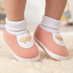 6 To 12 Months Baby Boys & Girls Soft Cotton Pre-Walker Butterfly Booties (Light Pink)-BT2293