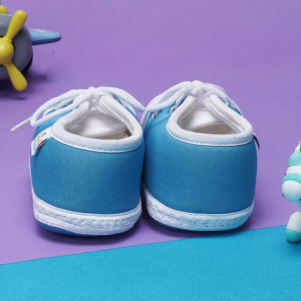 6 To 12 Months Baby Boys & Baby Girls Cute Soft Cotton Pre-Walker Lace Booties (Blue)