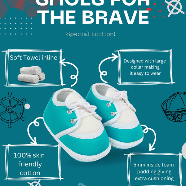 6 To 12 Months Baby Boys & Baby Girls Cute Soft Cotton Pre-Walker Lace Booties (Blue)