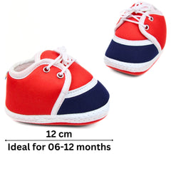 6 To 12 Months Baby Boys & Girls Soft Cotton Pre-Walker Lace Plain Booties (Red,Black)-BT2306