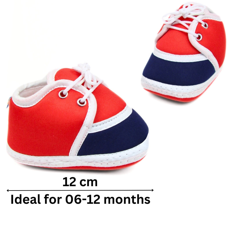 6 To 12 Months Baby Boys & Girls Soft Cotton Pre-Walker Lace Plain Booties (Red,Black)-BT2306