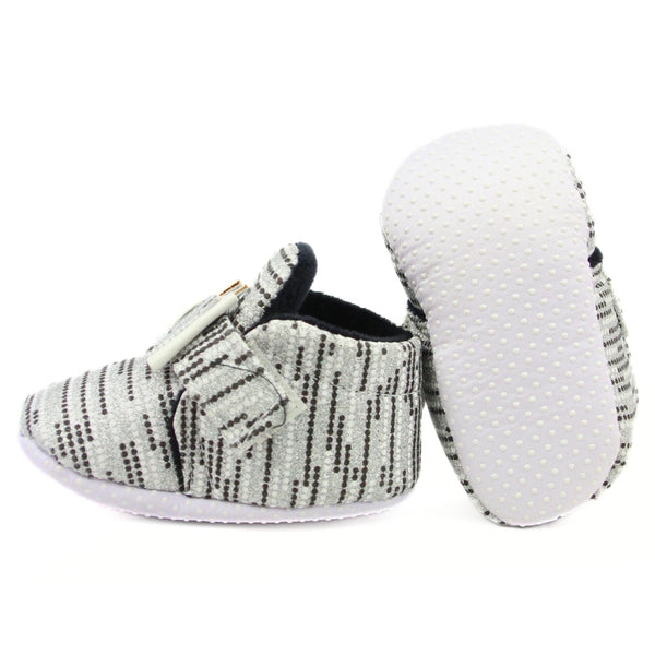 Baby Unisex Cotton Velcro Booties (Silver)-BT2523