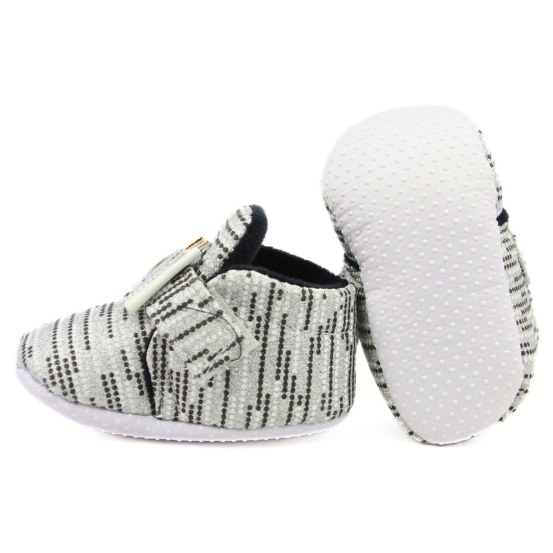 Baby Unisex Cotton Velcro Booties (Silver)-BT2523