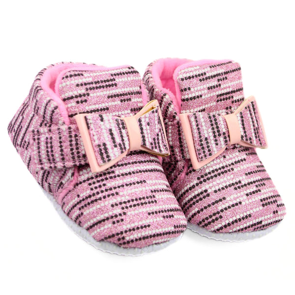 Baby Unisex Cotton Velcro Booties (Pink)-BT2524