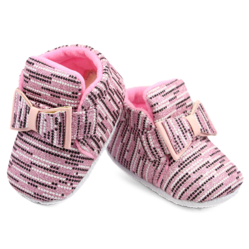 Baby Unisex Cotton Velcro Booties (Pink)-BT2524