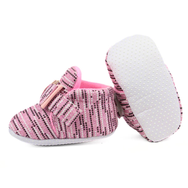Baby Unisex Cotton Velcro Booties (Pink)-BT2524