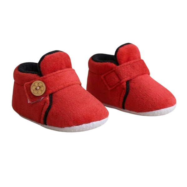 Baby Unisex Velvet Black,Red Velcro Shoe-BT2997