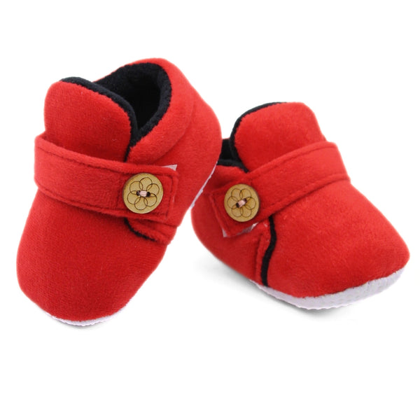 Baby Unisex Velvet Black,Red Velcro Shoe-BT2997