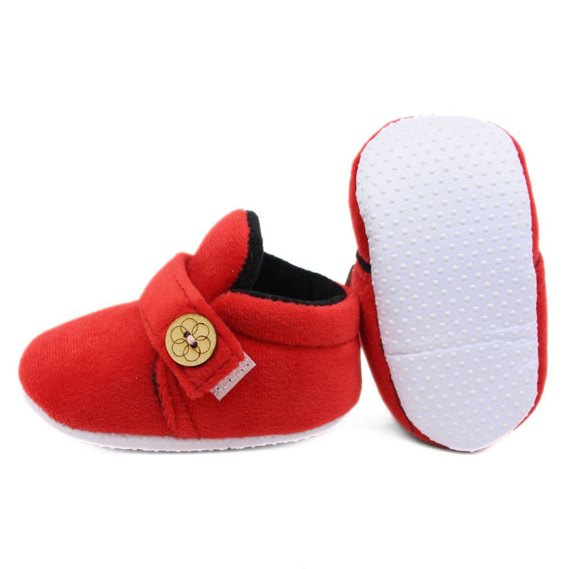 Baby Unisex Velvet Black,Red Velcro Shoe-BT2997