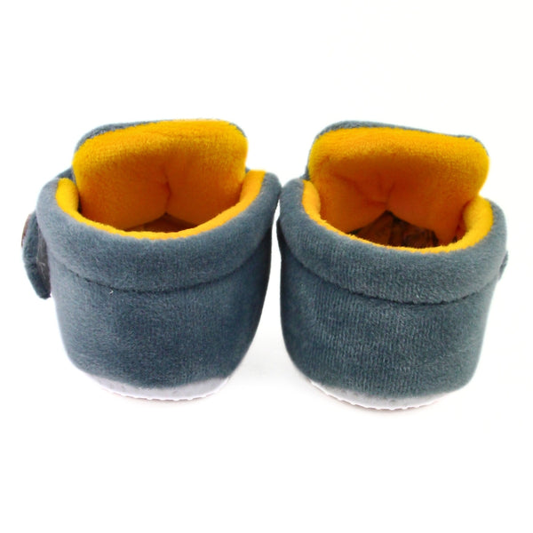 Baby Unisex Velvet Grey,Yellow Velcro Shoes-BT2999
