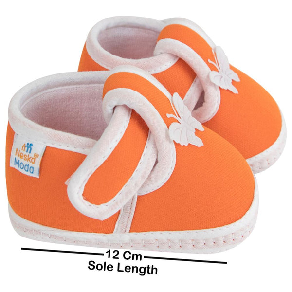 Neska Moda 6 To 12 Months Baby Boys & Girls Cotton Butterfly Velcro Booties