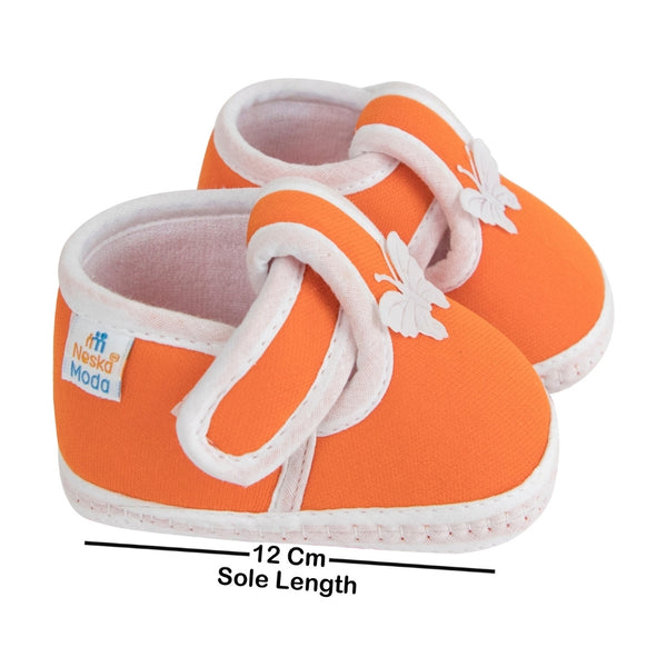 Neska Moda 6 To 12 Months Baby Boys & Girls Cotton Butterfly Velcro Booties