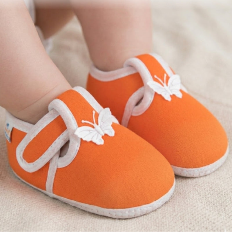 Neska Moda 6 To 12 Months Baby Boys & Girls Cotton Butterfly Velcro Booties