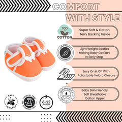 Neska Moda 6 To 12 Months Baby Boys & Girls Cotton Butterfly Velcro Booties