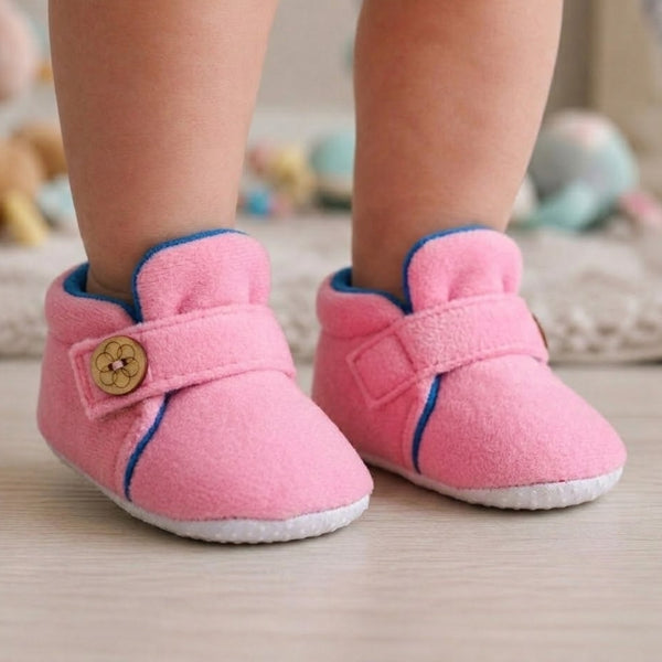 Baby Unisex Velvet Pink,Blue Velcro Shoe-BT3000