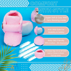 Baby Unisex Velvet Pink,Blue Velcro Shoe-BT3000