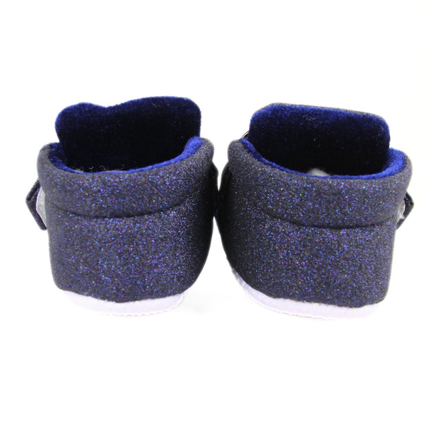 Baby Girls Cotton Partywear Bow Blue Velcro Booties-BT3113