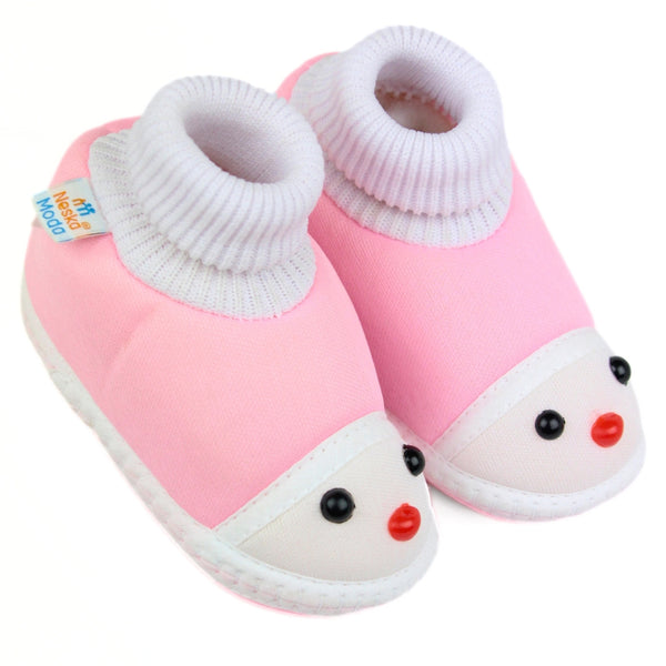 6 To 12 Months Baby Boys & Baby Girls Cotton Slip-On Shoes/ Booties (Baby Pink)-BT3122