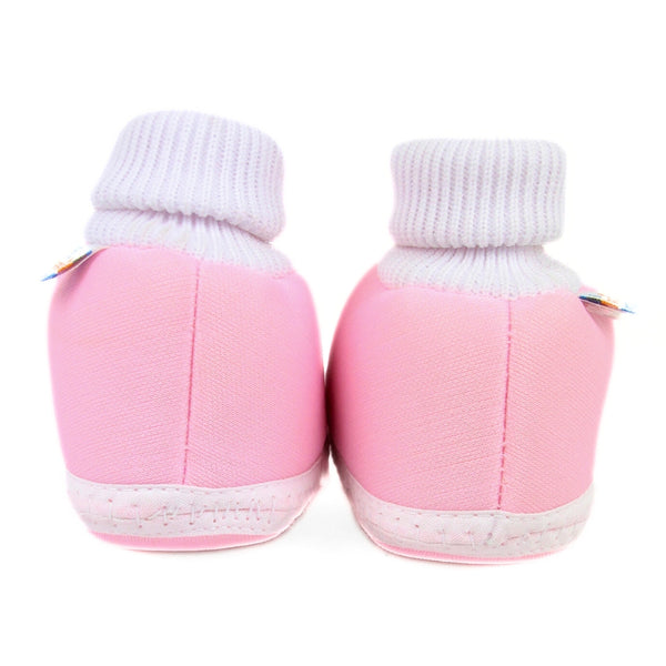 6 To 12 Months Baby Boys & Baby Girls Cotton Slip-On Shoes/ Booties (Baby Pink)-BT3122
