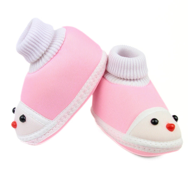 6 To 12 Months Baby Boys & Baby Girls Cotton Slip-On Shoes/ Booties (Baby Pink)-BT3122