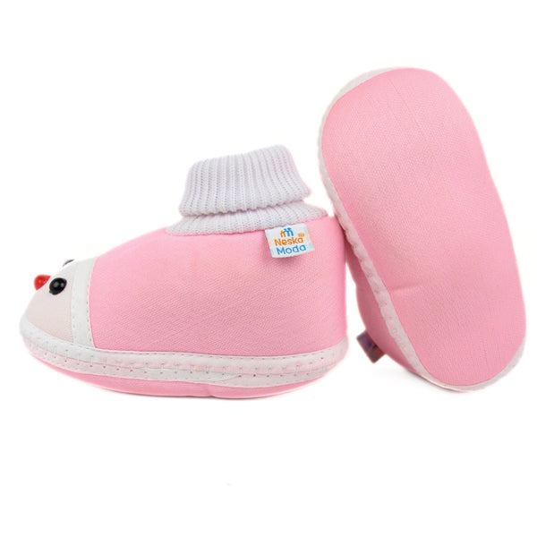 6 To 12 Months Baby Boys & Baby Girls Cotton Slip-On Shoes/ Booties (Baby Pink)-BT3122