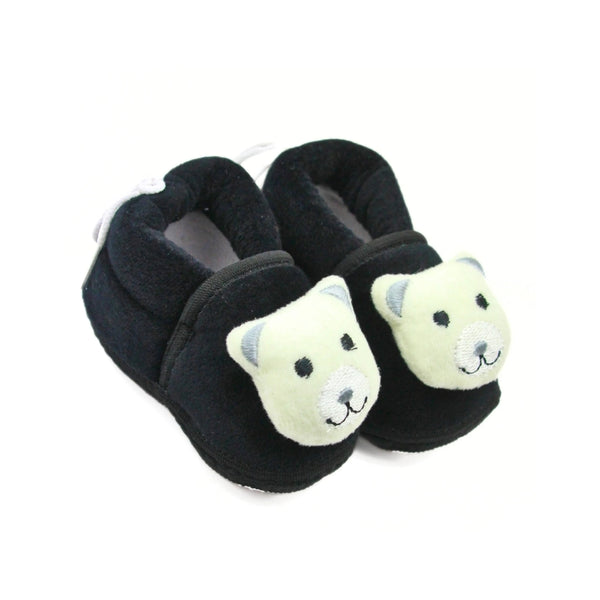 Baby Unisex Cotton and Fur Teddy Bear Black,White Face Booties-BT3366