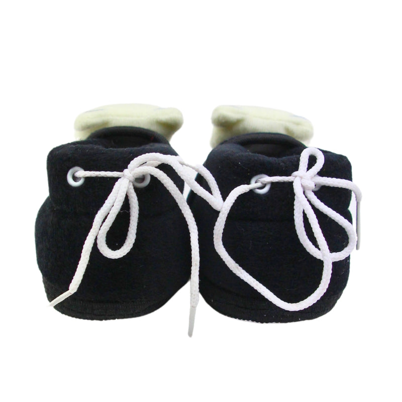 Baby Unisex Cotton and Fur Teddy Bear Black,White Face Booties-BT3366