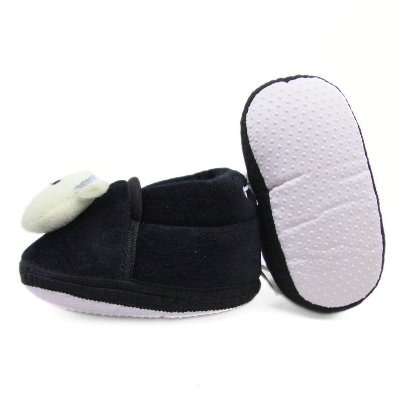 Baby Unisex Cotton and Fur Teddy Bear Black,White Face Booties-BT3366