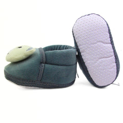 Baby Unisex Cotton and Fur Teddy Bear Face Grey,White Booties-BT3367