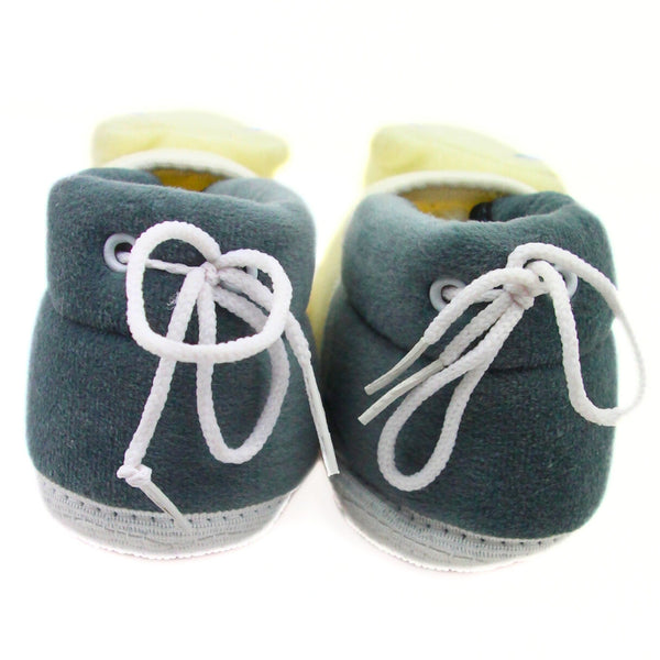 Baby Unisex Cotton and Fur Teddy Bear Face Grey,White Booties-BT3368