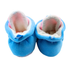 Baby Unisex Animal Printed Velvet Pink,Blue Velcro Shoes-BT3470