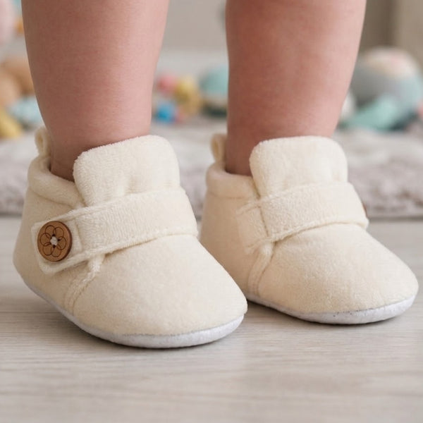 Baby Unisex Velvet White Velcro Shoe-BT3624